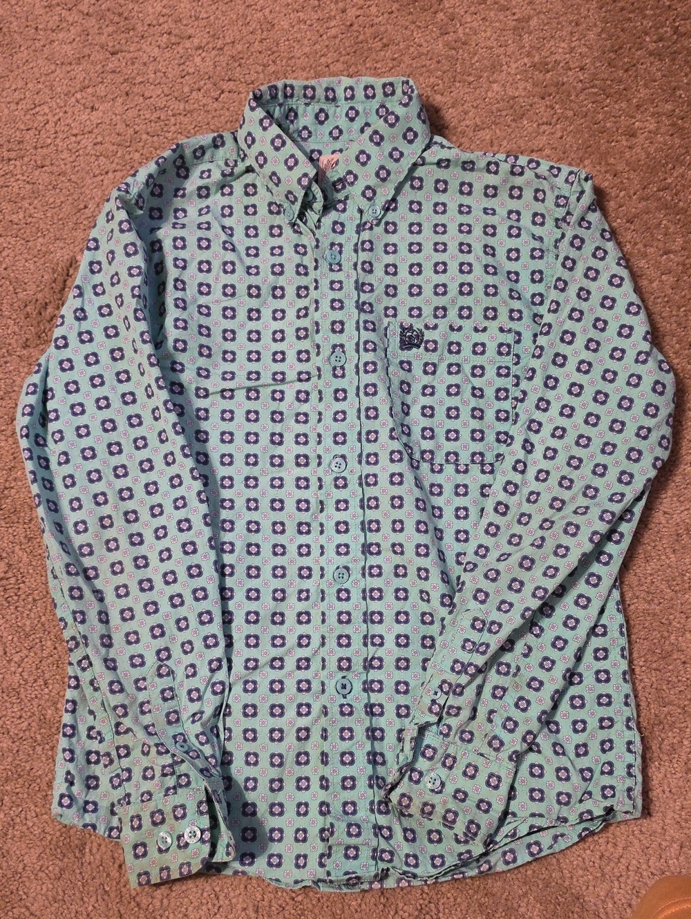 Cinch Boys Paisly Button Longsleeve Shirt Medium 10 Mint